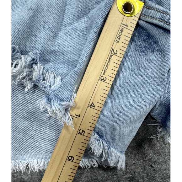 KanCan High Rise Curvy Denim Shorts Womens 20W Blue Distressed Light Wash Boho - Picture 3 of 9